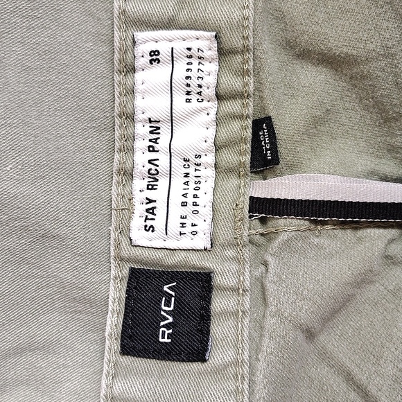 RVCA Men's Green Stay RVCA Pant Size 38 - Picture 5 of 6